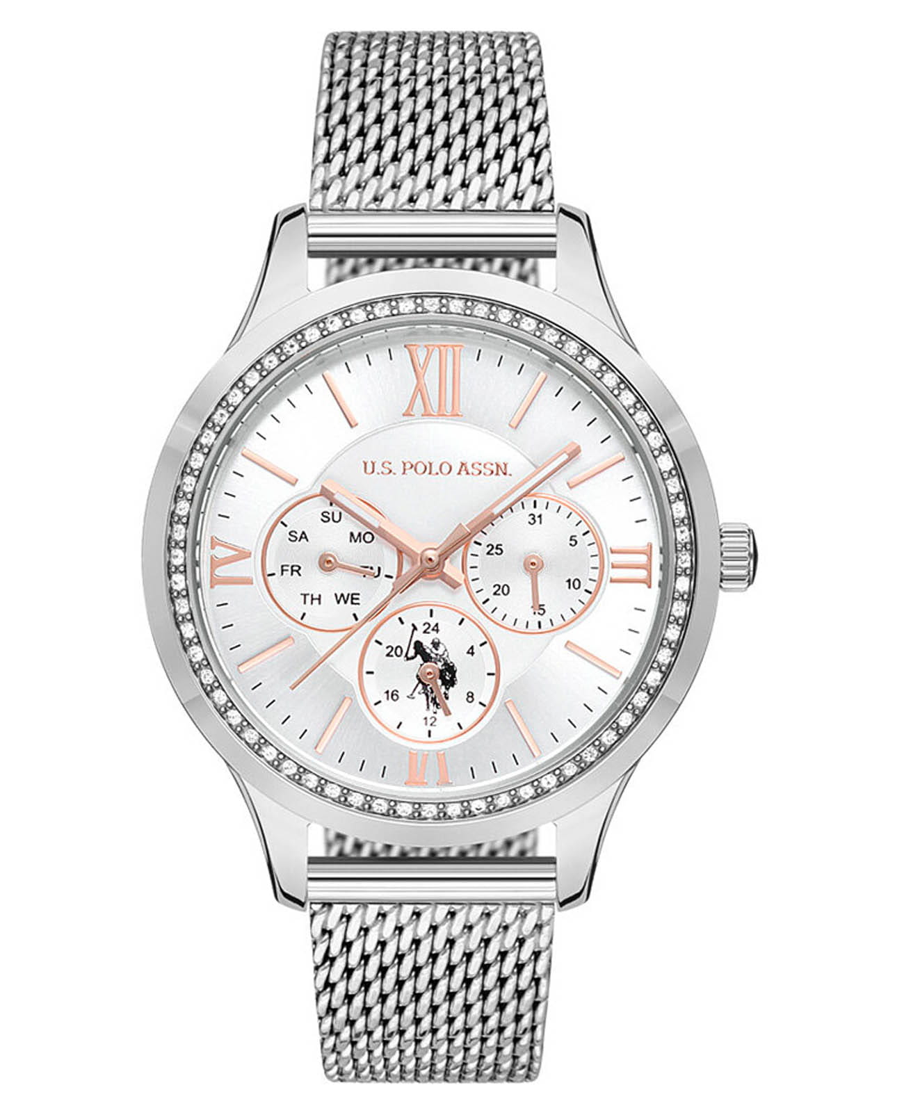 U.S. Polo Assn. U.S. Polo Assn. Stile USPA2022-02  USPA2022-02 кварцевые женские часы белый циферблат, браслет нержавеющая сталь — вид спереди