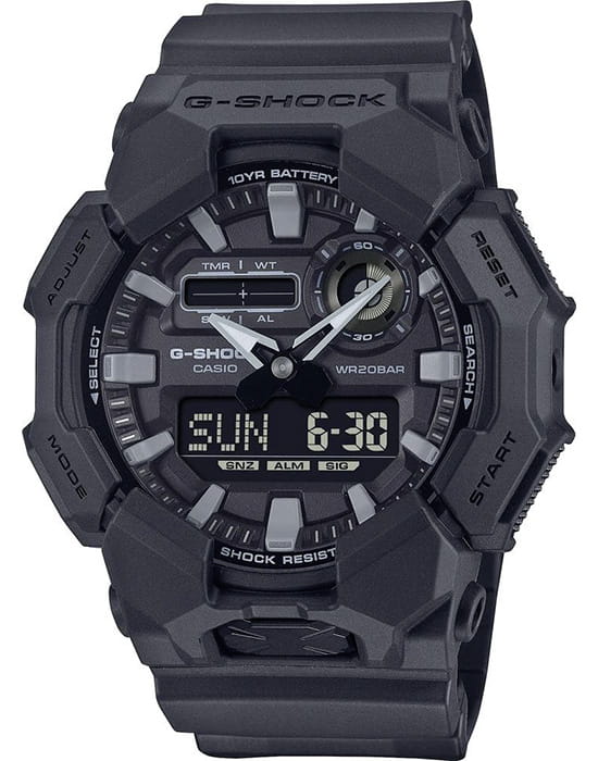 Casio Casio G-Shock GA-010-1A1  GA-010-1A1 кварцевые мужские часы черный циферблат, браслет пластик — вид спереди