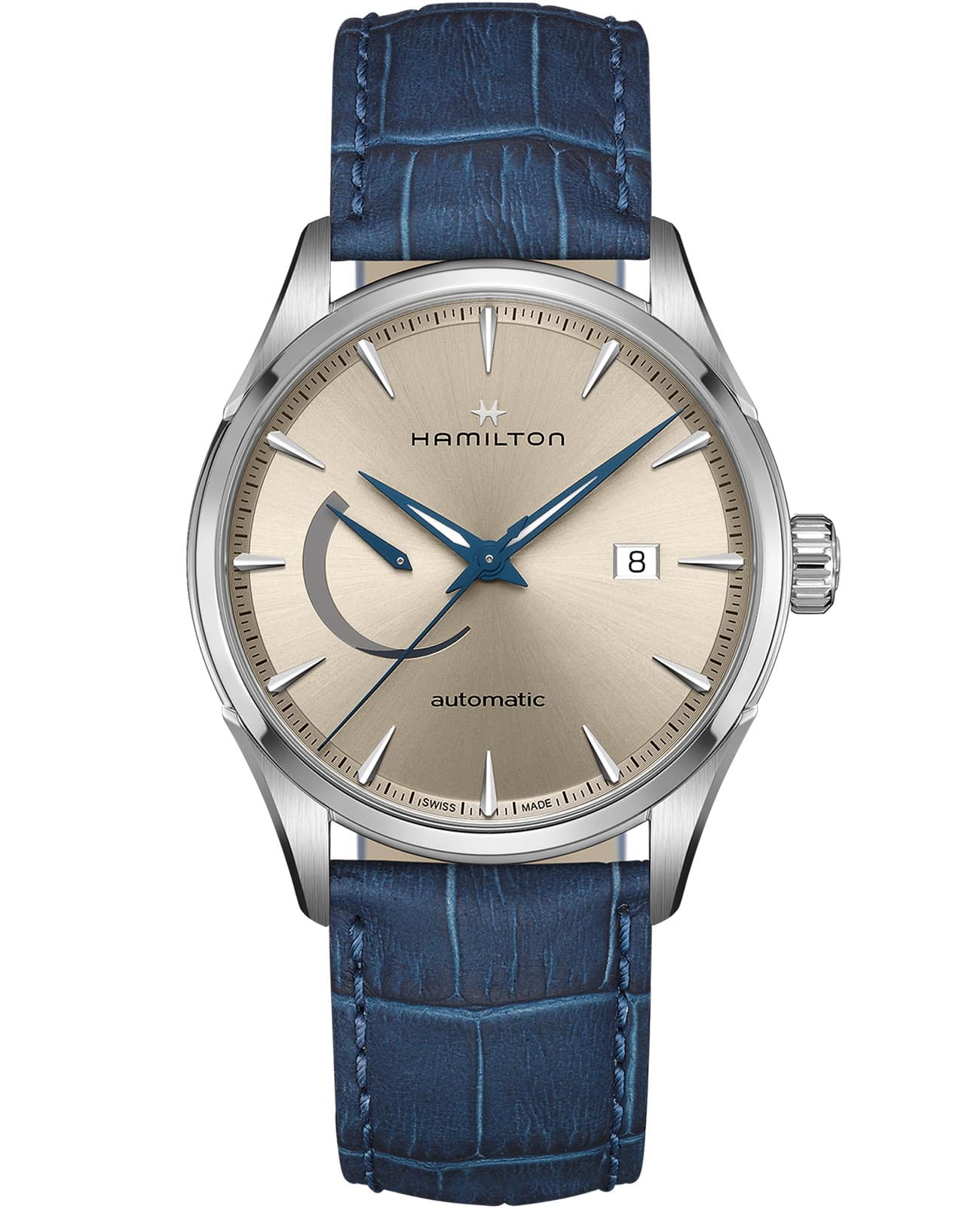 Hamilton Hamilton Jazzmaster Power Reserve Auto H32635622  H32635622 механические мужские часы шампань циферблат, браслет кожаный — вид спереди