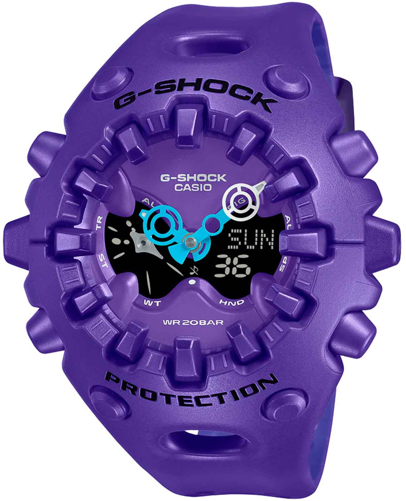 Casio Casio G-Shock GA-V01-2A GA GA-V01-2A электронные мужские часы фиолетовый циферблат, браслет резина — вид спереди