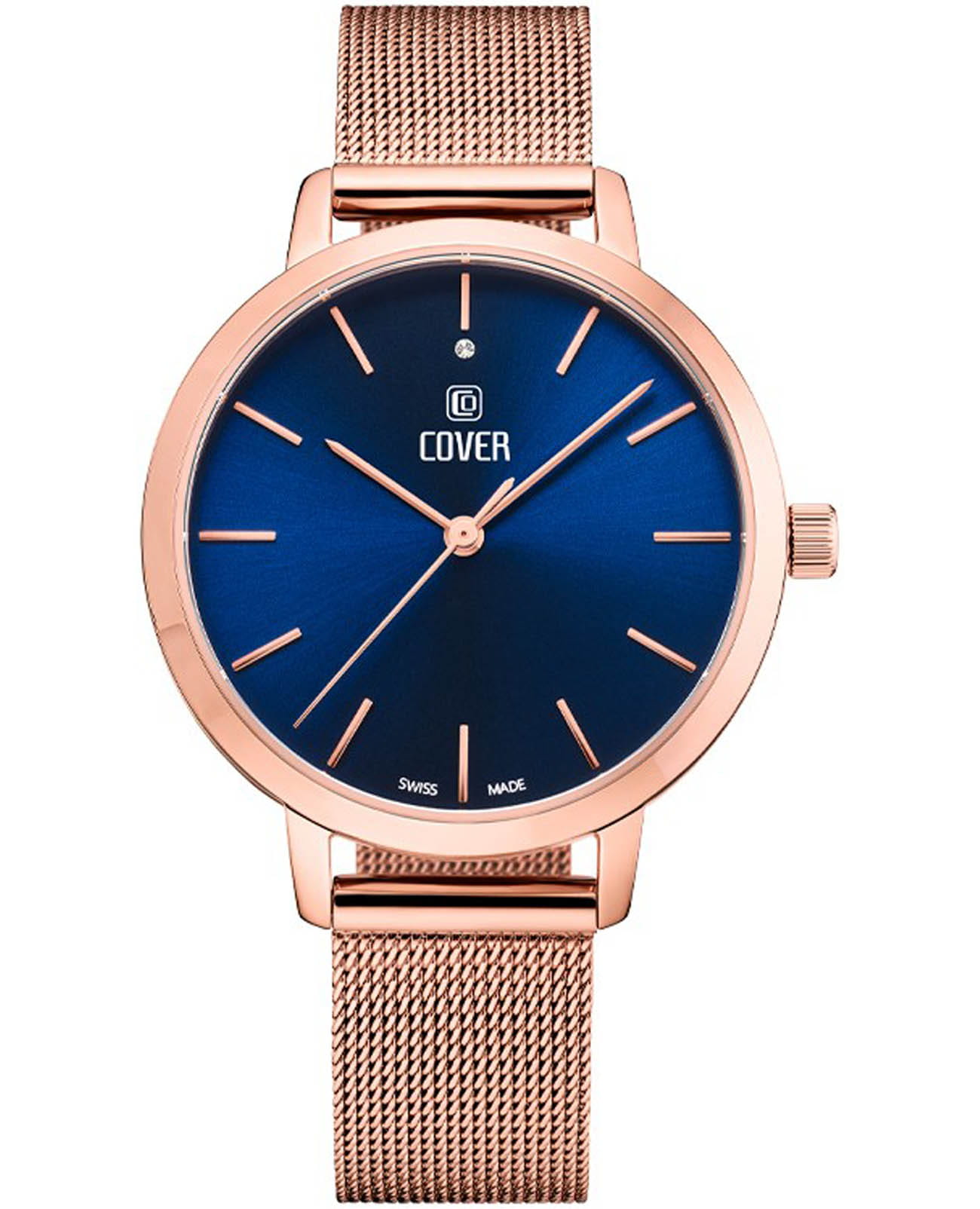 Cover Cover Essential CO2050.08  CO2050.08 кварцевые женские часы синий циферблат, браслет нержавеющая сталь с pvd-покрытием — вид спереди