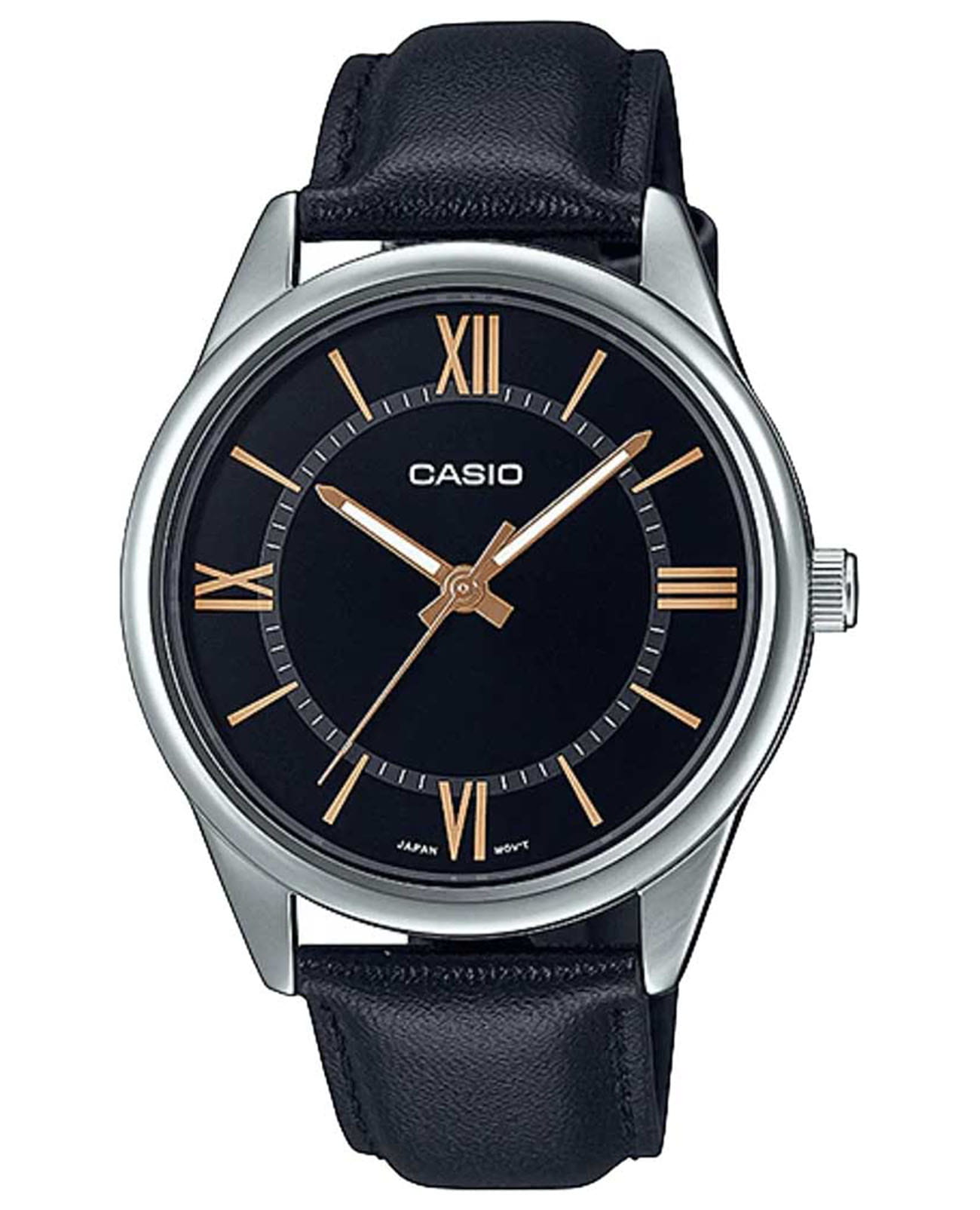 Casio Casio Collection MTP-V005L-1B5UDF (MTP-V005L-1B5)  MTP-V005L-1B5 кварцевые мужские часы синий циферблат, браслет кожаный — вид спереди