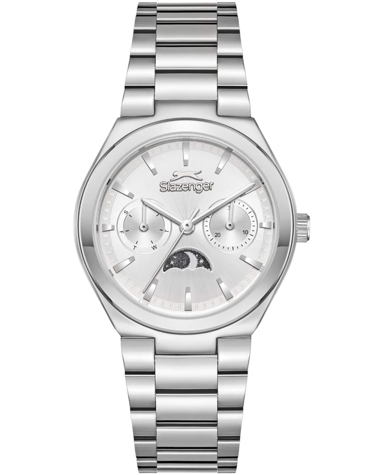 Slazenger Slazenger SL.09.2468.4.01  SL.09.2468.4.01 кварцевые женские часы серебристый циферблат, браслет суперметалл — вид спереди