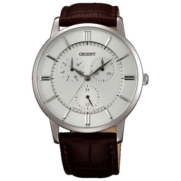 Orient Orient UT0G006W (FUT0G006W)  FUT0G006W  мужские часы серый циферблат, браслет кожа + текстиль — вид спереди