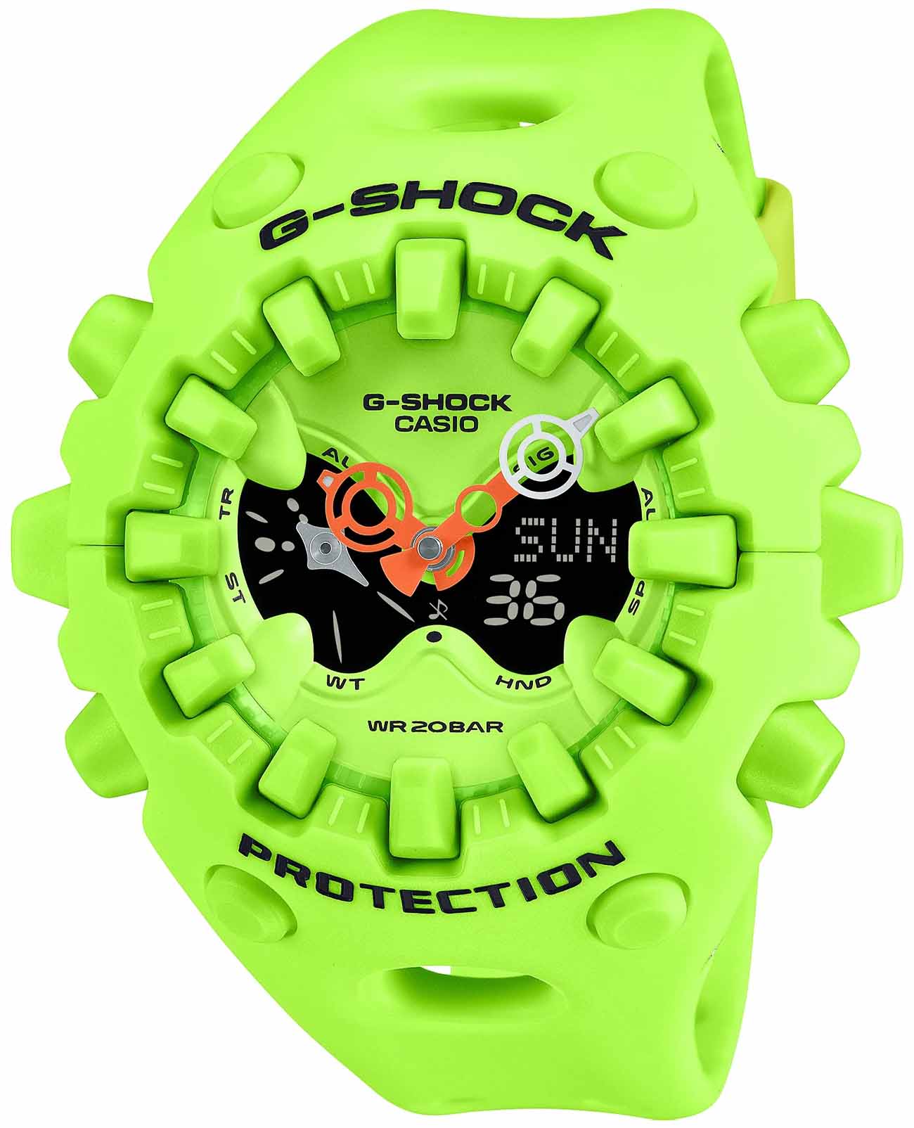 Casio Casio G-Shock GA-V01-9A GA GA-V01-9A электронные мужские часы зеленый циферблат, браслет резина — вид спереди