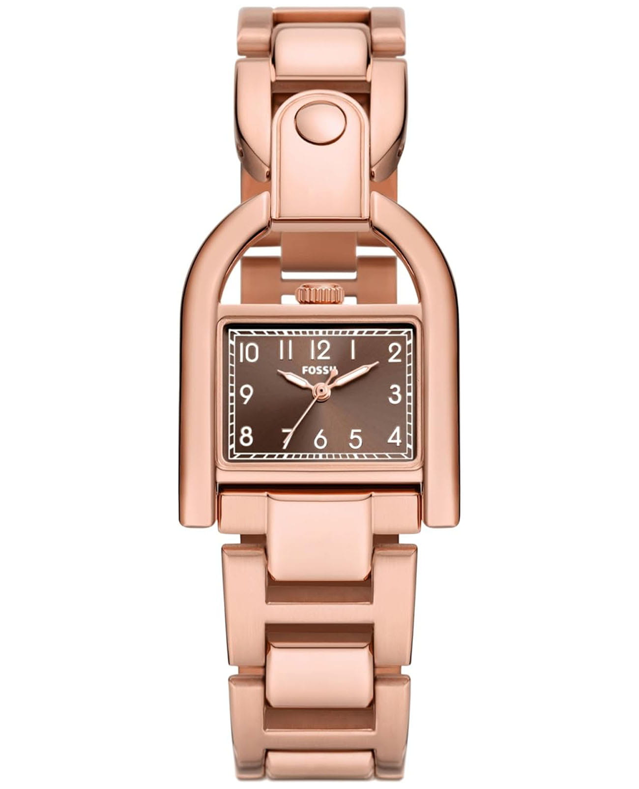 Fossil Fossil Harwell ES5328  ES5328 кварцевые женские часы коричневый циферблат, браслет нержавеющая сталь с ip-покрытием — вид спереди