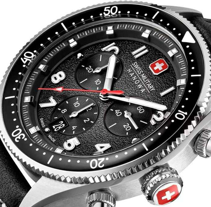 Swiss Military Hanowa Swiss Military Hanowa Greyhound Chrono SMWGC0003801,  швейцария мужские часы на браслете кожаный боковой вид
