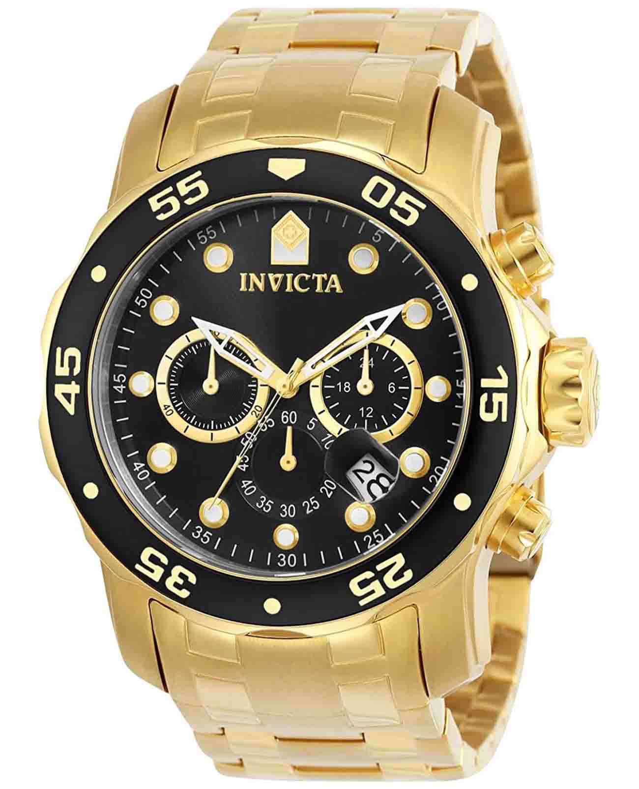 Invicta Invicta Pro Diver IN0072  IN0072 кварцевые мужские часы черный циферблат, браслет нержавеющая сталь с ip-покрытием — вид спереди