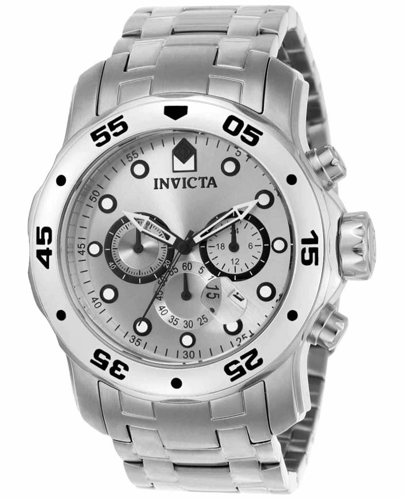 Invicta Invicta Pro Diver IN0071  IN0071 кварцевые мужские часы серебристый циферблат, браслет нержавеющая сталь — вид спереди