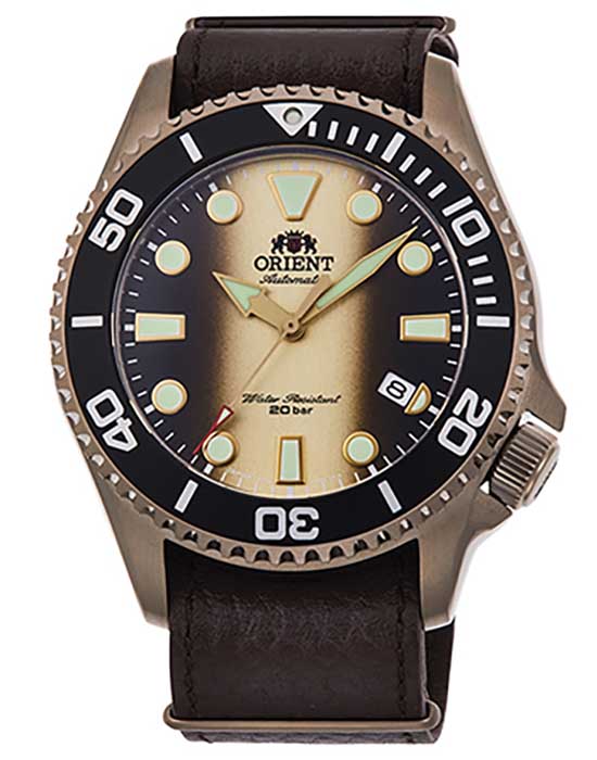 Orient Orient RA-AC0K05G (RN-AC0K05G)  RA-AC0K05G механические мужские часы  циферблат, браслет кожаный — вид спереди