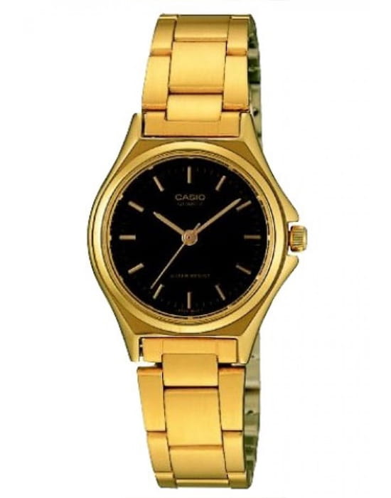 Casio Casio LTP-1130N-1A  LTP-1130N-1A кварцевые женские часы черный циферблат, браслет нержавеющая сталь с ip-покрытием — вид спереди