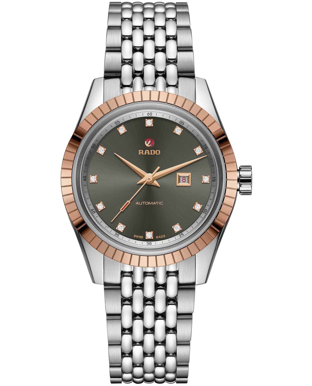 Rado Rado Hyperchrome Classic R33102703 Classic R33102703 механические женские часы зеленый циферблат, браслет нержавеющая сталь — вид спереди