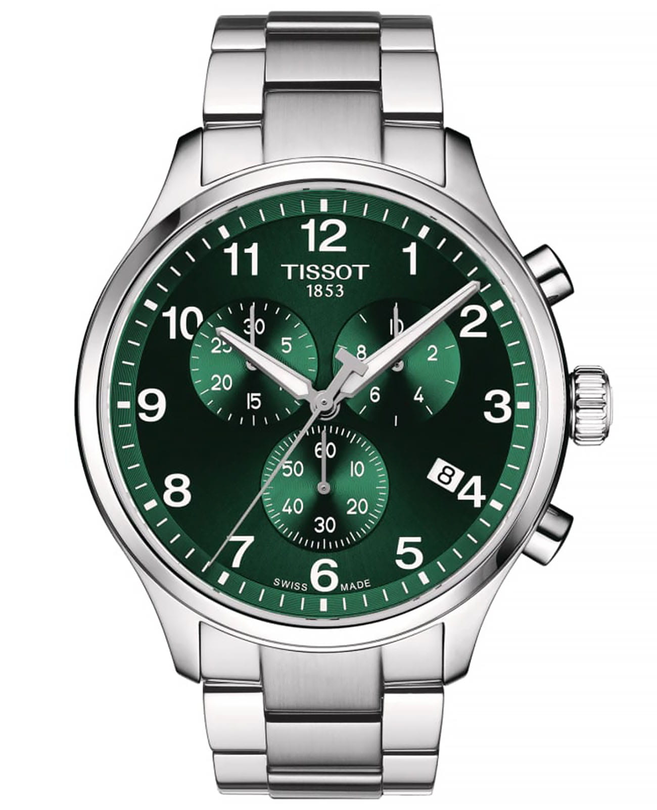 Tissot Tissot Chrono XL Classic T116.617.11.092.00 Chrono XL T1166171109200 кварцевые мужские часы зеленый циферблат, браслет нержавеющая сталь — вид спереди