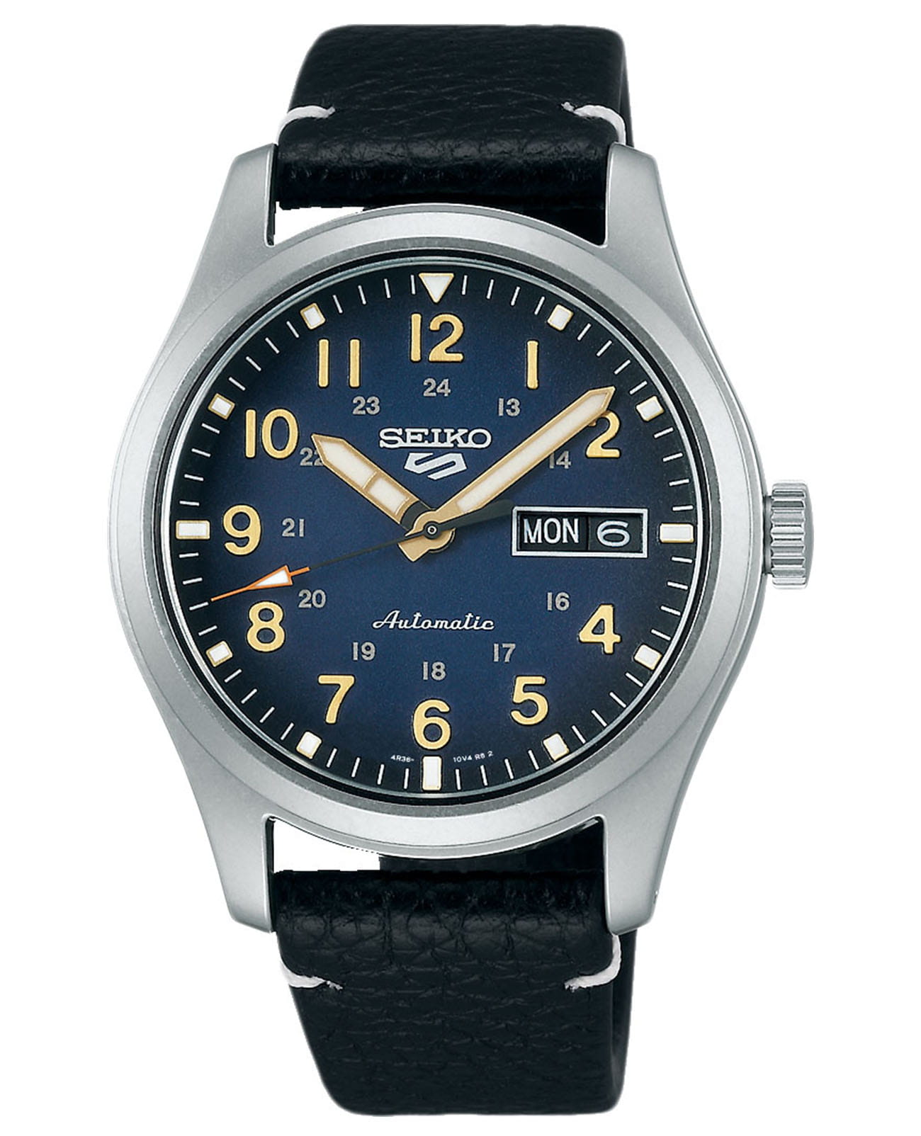 Seiko Seiko 5 Sports Field series SRPG39K1 Field SRPG39K1 механические мужские часы синий циферблат, браслет кожаный — вид спереди
