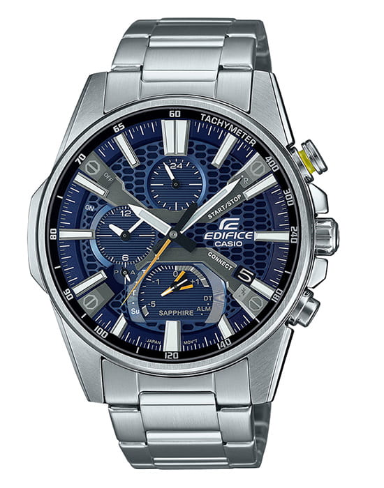 Casio Casio Edifice EQB-1200D-2AER EQB EQB-1200D-2AER кварцевые мужские часы черный циферблат, браслет нержавеющая сталь — вид спереди