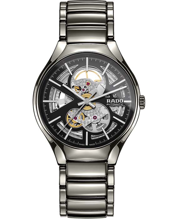 Rado Rado True Automatic Open Heart R27510152 Automatic R27510152 механические мужские часы серый циферблат, браслет плазменная керамика — вид спереди