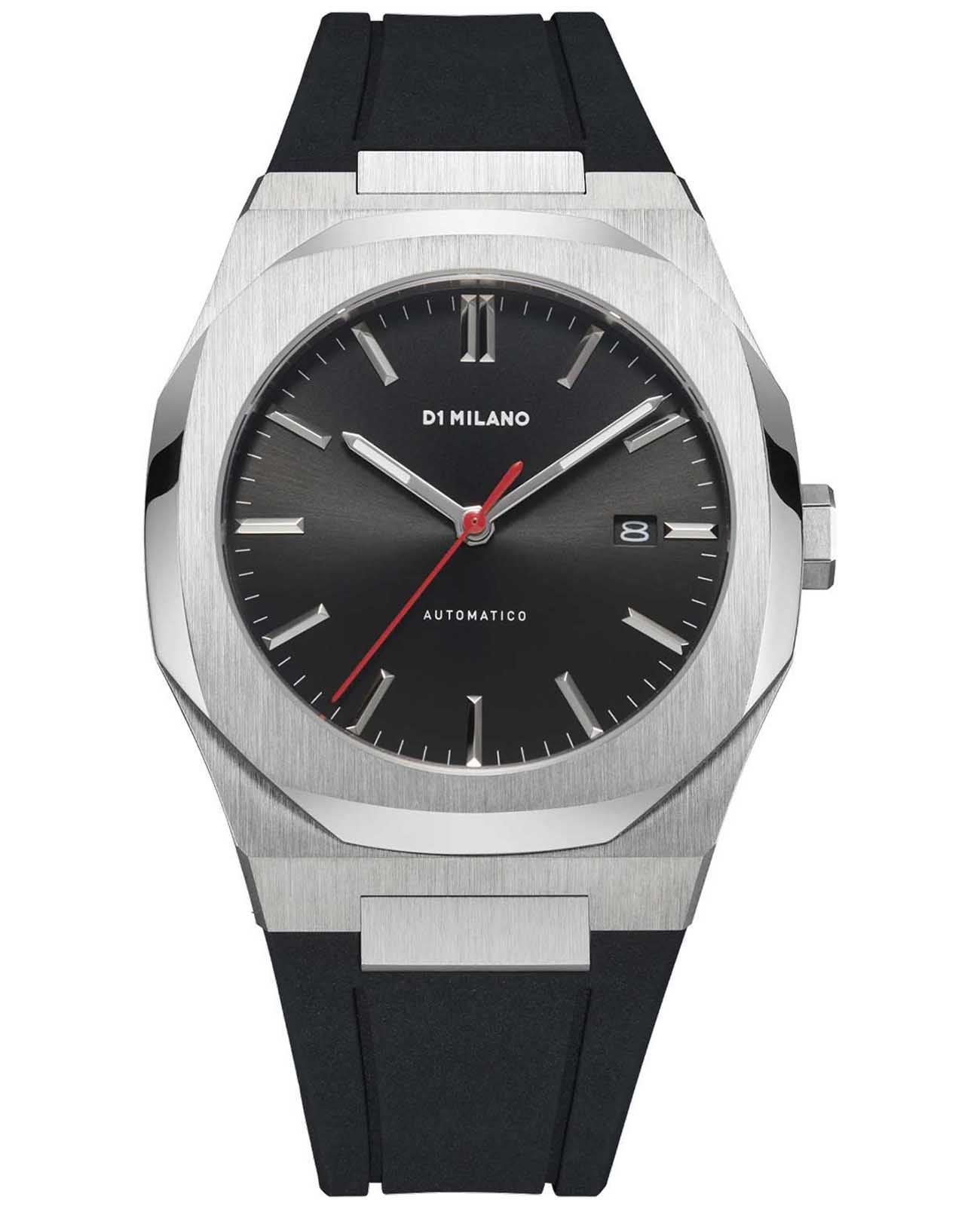 D1 Milano D1 Milano Automatico ATRJ10  ATRJ10 механические мужские часы черный циферблат, браслет каучук — вид спереди