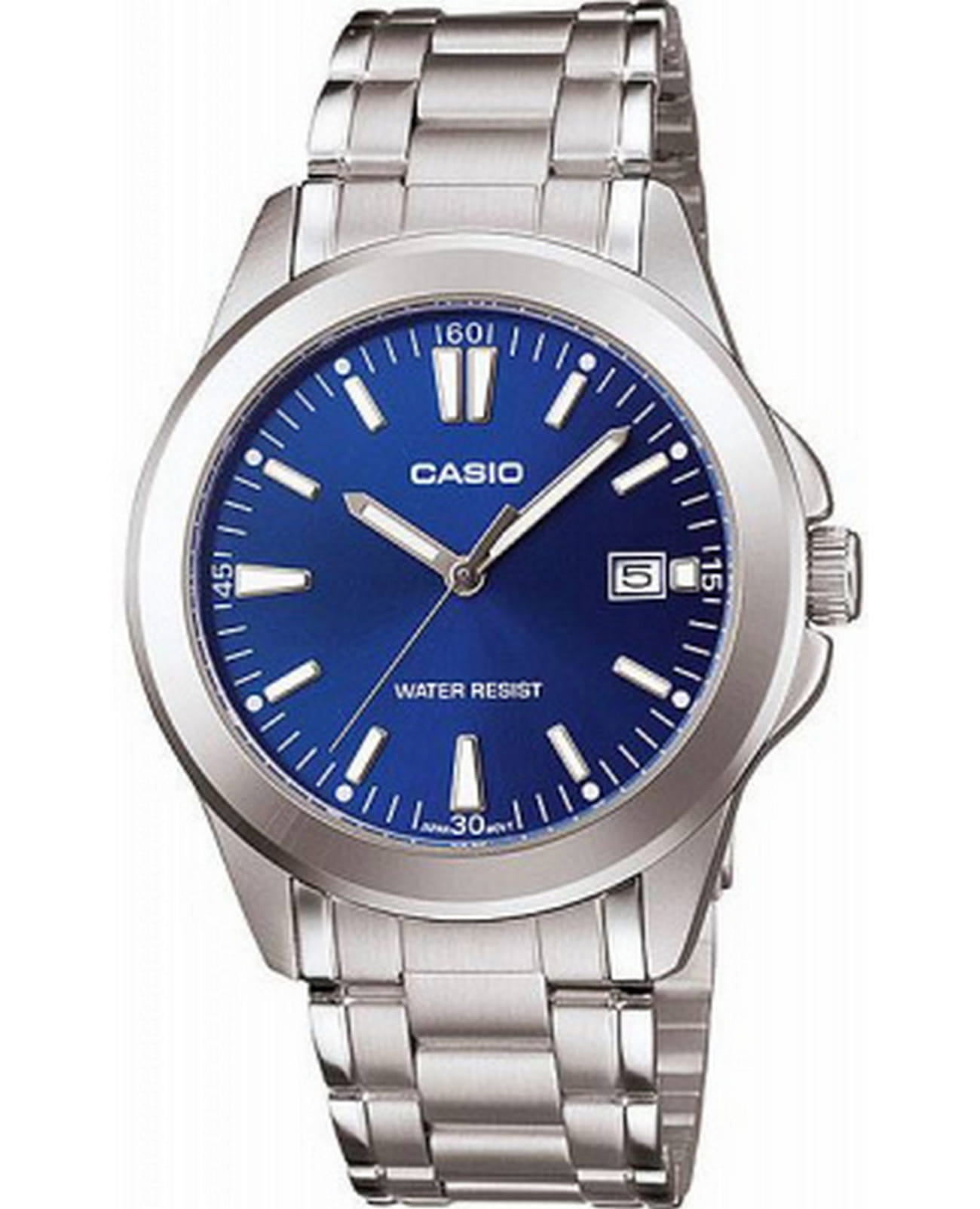 Casio Casio Collection MTP-1215A-2A2  MTP-1215A-2A2 кварцевые мужские часы синий циферблат, браслет нержавеющая сталь — вид спереди