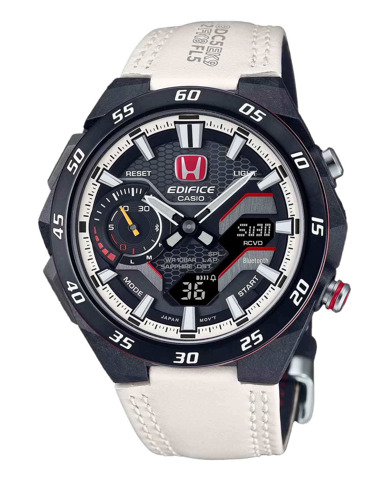 Casio Casio Edifice Windflow ECB-2200HTR-1A ECB ECB-2200HTR-1A кварцевые мужские часы черный циферблат, браслет нержавеющая сталь с ip-покрытием — вид спереди