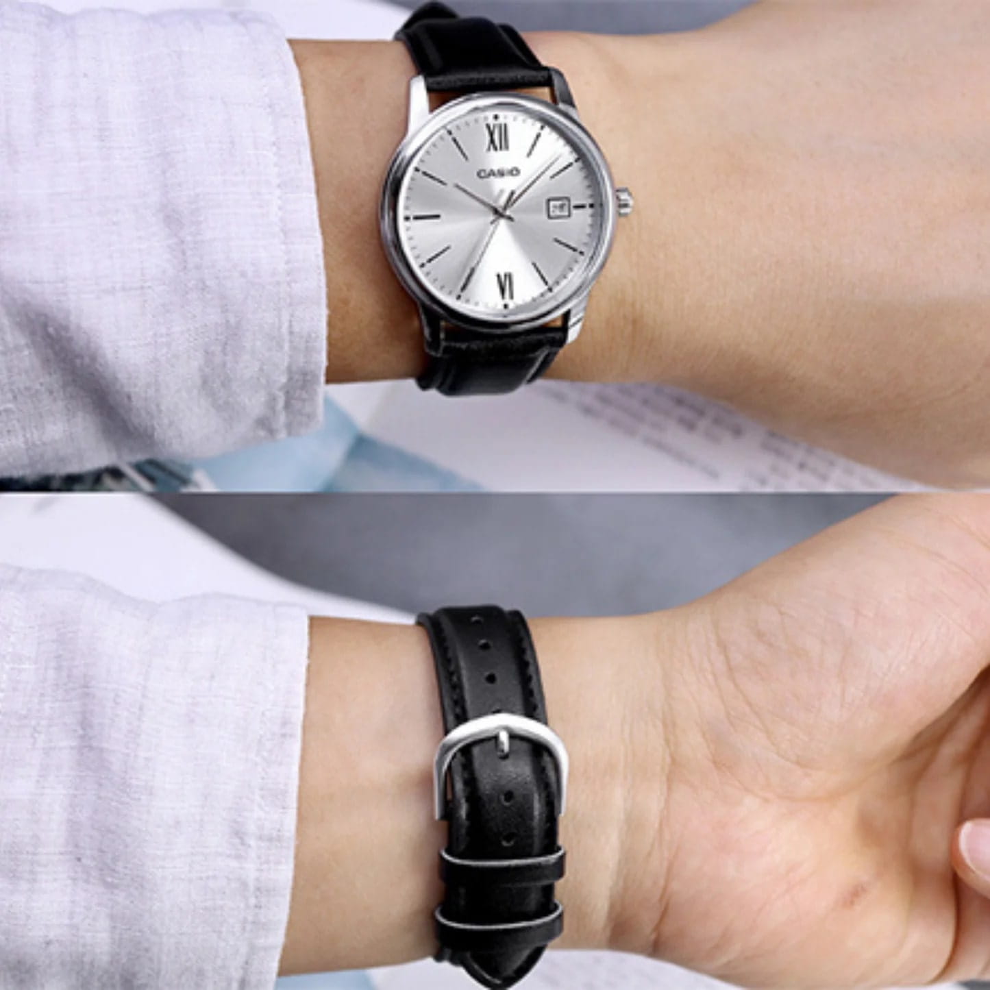 Casio Casio Collection MTP-V002L-7B3UDF (MTP-V002L-7B3), collection япония мужские часы на браслете кожаный боковой вид