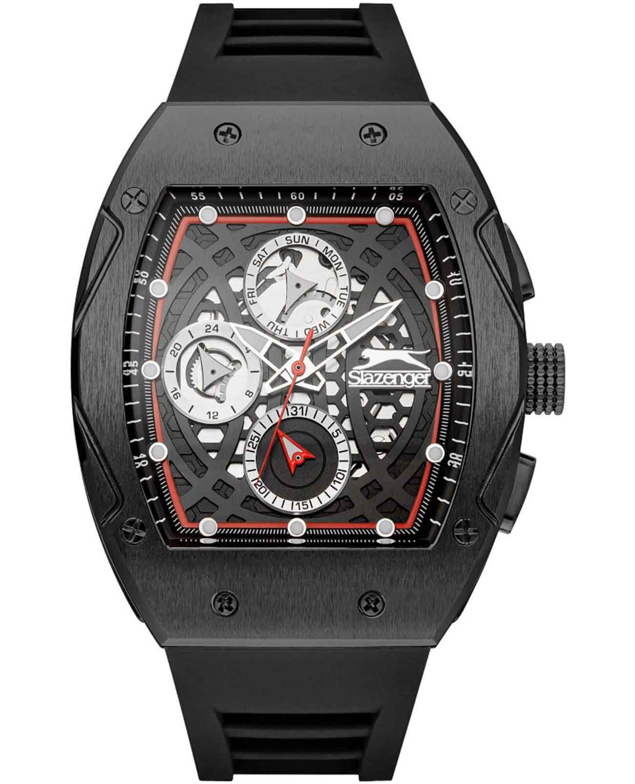 Slazenger Slazenger SL.09.2257.2.01  SL.09.2257.2.01 кварцевые мужские часы черный циферблат, браслет силикон — вид спереди