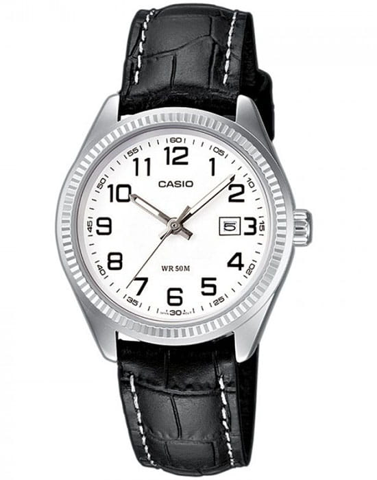 Casio Casio Collection LTP-1302PL-7B  LTP-1302PL-7B кварцевые женские часы белый циферблат, браслет кожаный — вид спереди