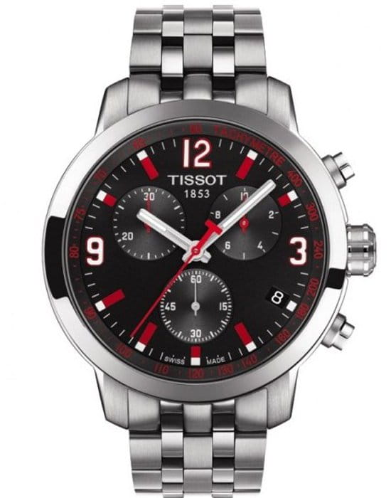 Tissot Tissot PRC 200 Asian Games 2014 T055.417.11.057.01 PRC 200 T0554171105701 кварцевые мужские часы черный циферблат, браслет нержавеющая сталь — вид спереди