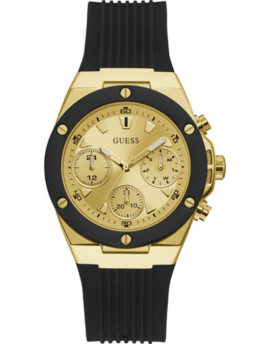 Guess GUESS GW0030L2  GW0030L2 кварцевые женские часы золотой циферблат, браслет силикон — вид спереди