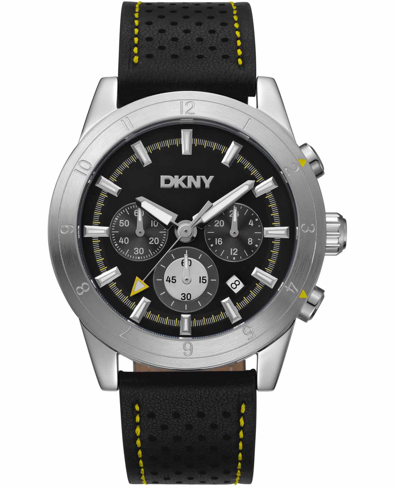 DKNY DKNY Bryant Park Chrono DK1G051L0025  DK1G051L0025 кварцевые мужские часы черный циферблат, браслет кожаный — вид спереди