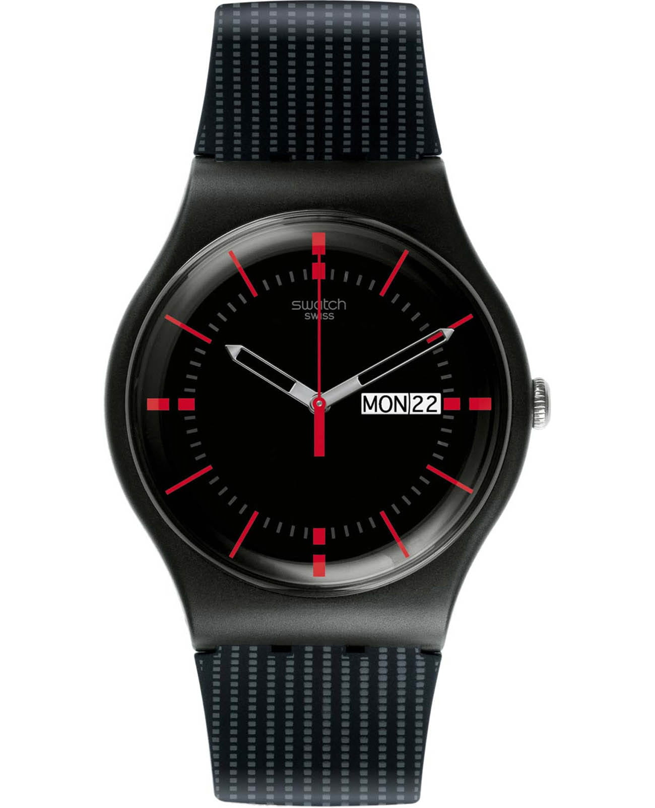 Swatch Swatch New Gent SUOB714  SUOB714 кварцевые мужские часы черный циферблат, браслет силикон — вид спереди
