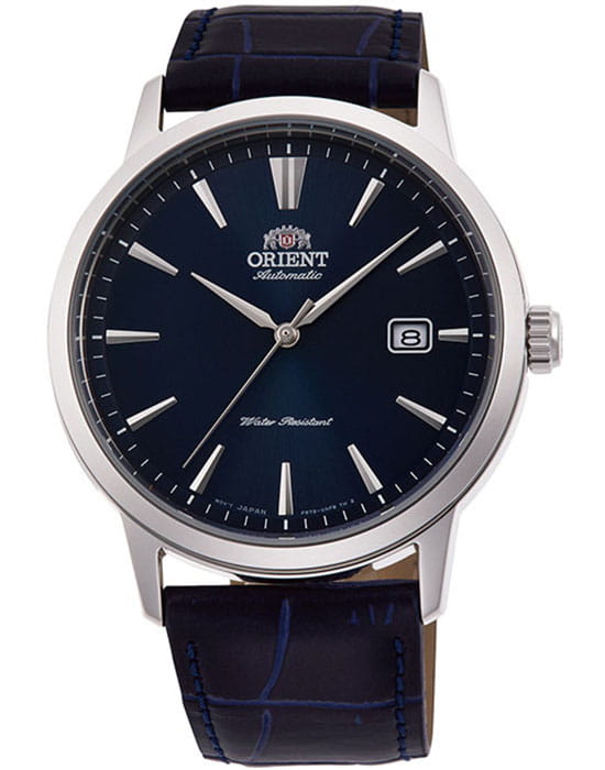 Orient Orient Classic Automatic RA-AC0F06L (RN-AC0F06L)  RA-AC0F06L механические мужские часы синий циферблат, браслет кожаный — вид спереди