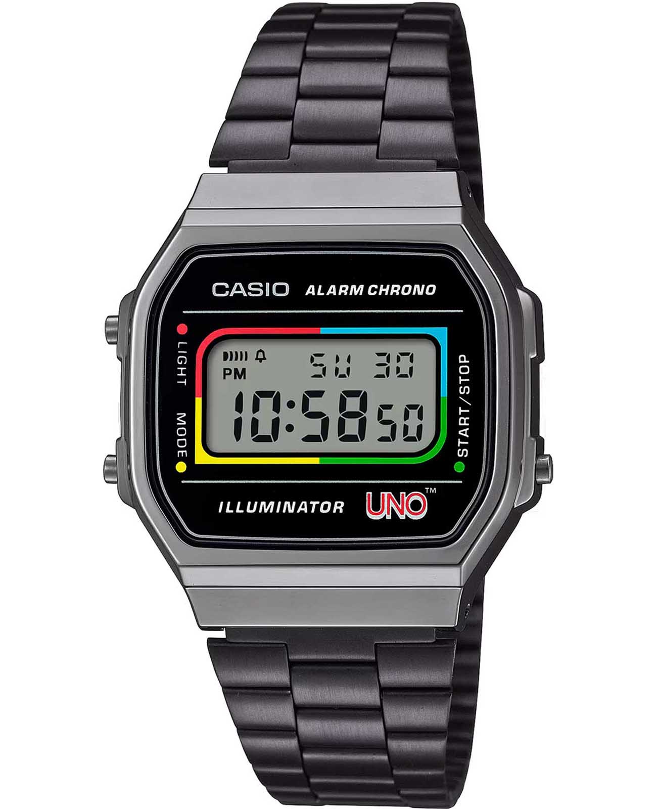 Casio Casio Vintage A168WEUC-1A   A168WEUC-1A кварцевые мужские часы антрацитовый циферблат, браслет нержавеющая сталь — вид спереди