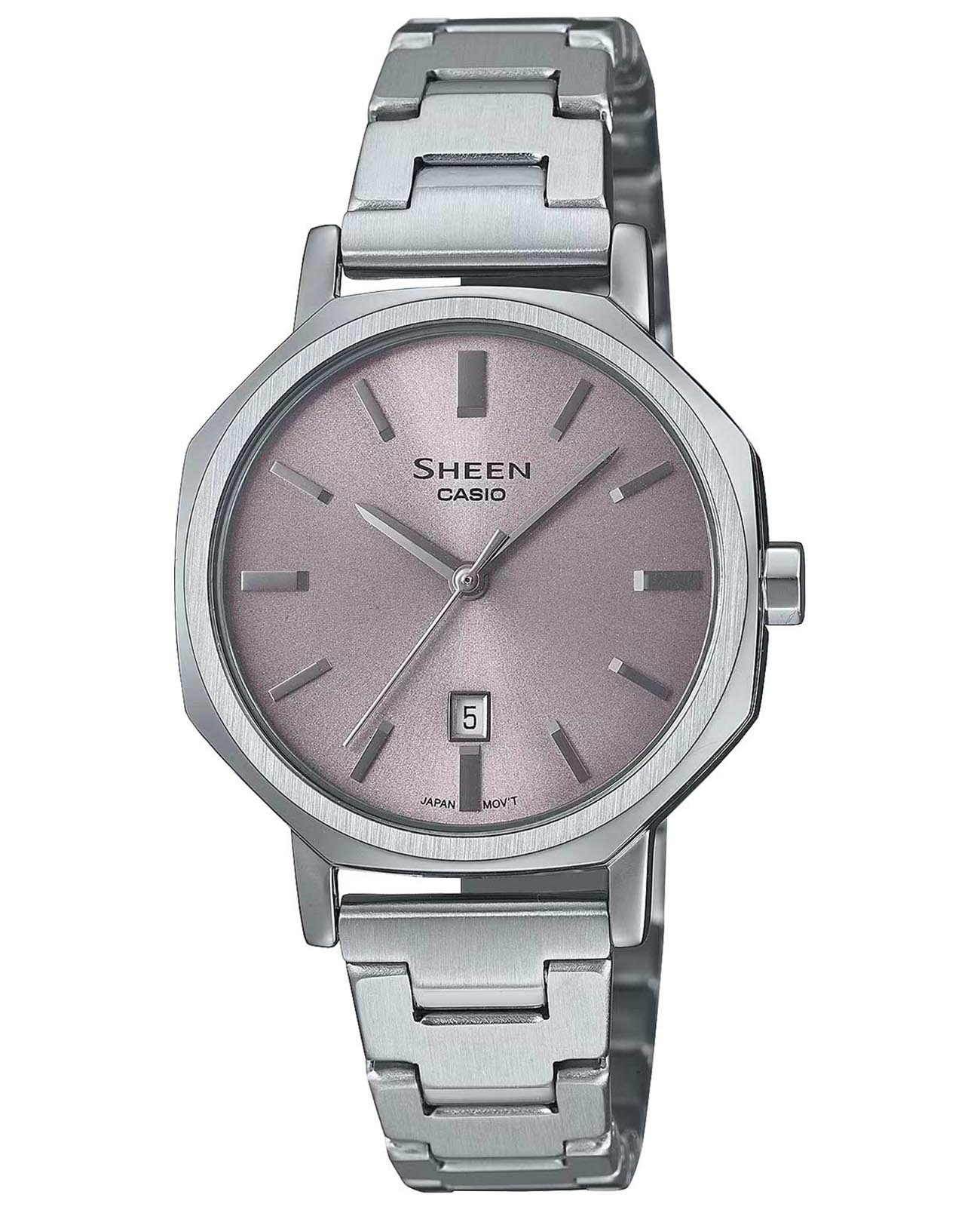 Casio Casio Sheen SHE-4554D-8A  SHE-4554D-8A кварцевые женские часы перламутровый циферблат, браслет нержавеющая сталь — вид спереди