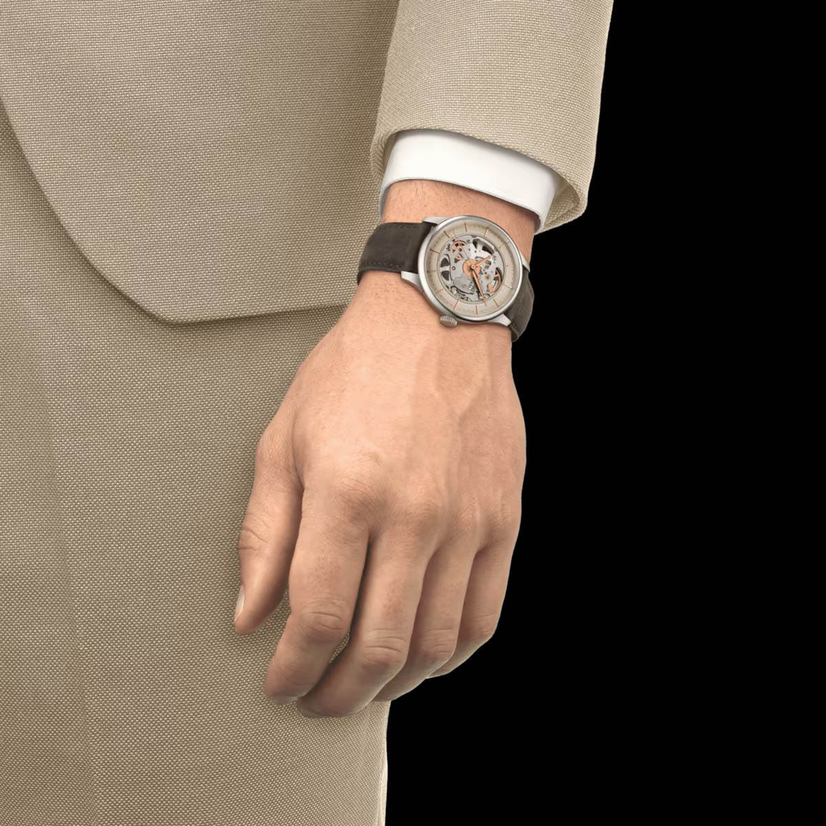 Оригинальные часы Tissot Tissot Chemin des Tourelles Squelette T139.836.16.261.00 механические калибр механизма powermatic 80.111 общий вид