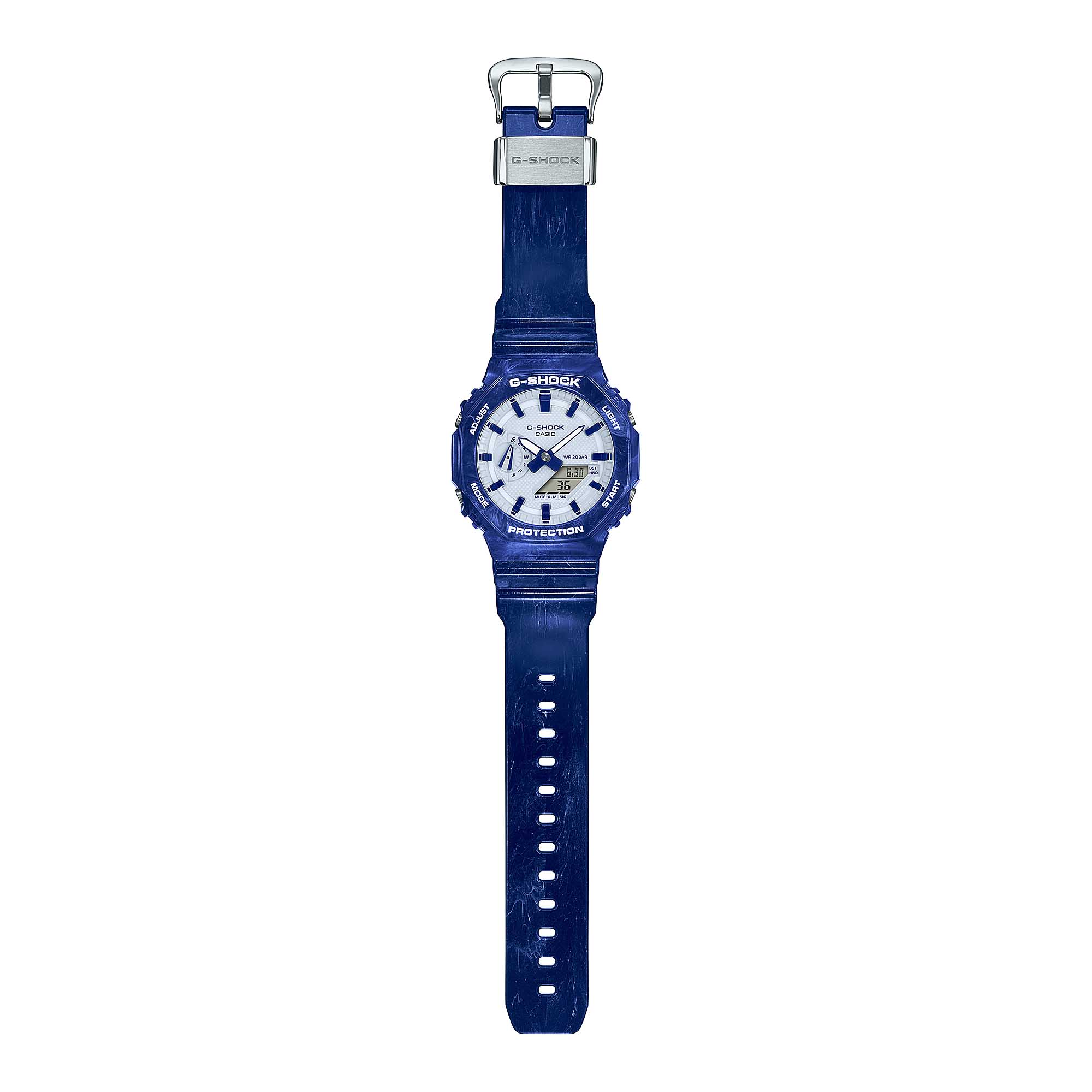 Casio Casio G-Shock GA-2100BWP-2A, g-shock япония мужские часы на браслете пластик боковой вид