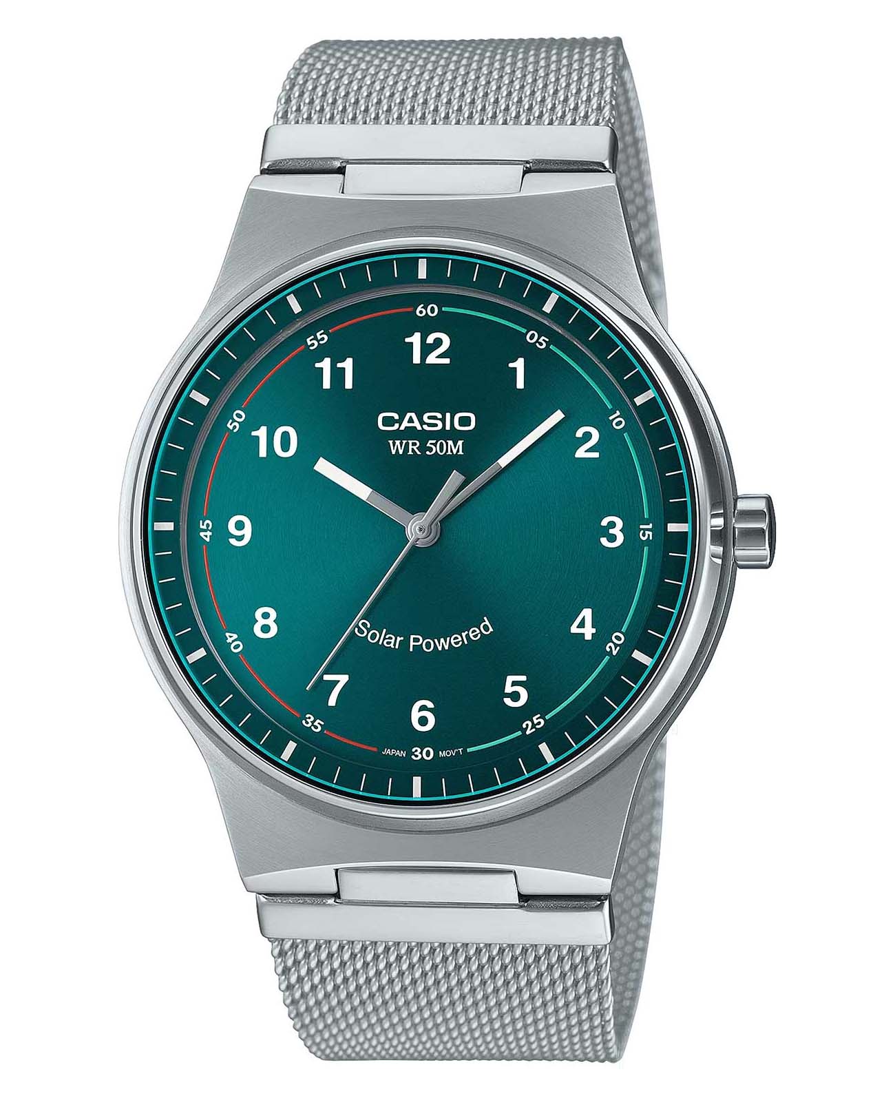 Casio Casio Collection MTP-RS105M-3B  MTP-RS105M-3B кварцевые мужские часы зеленый циферблат, браслет нержавеющая сталь — вид спереди