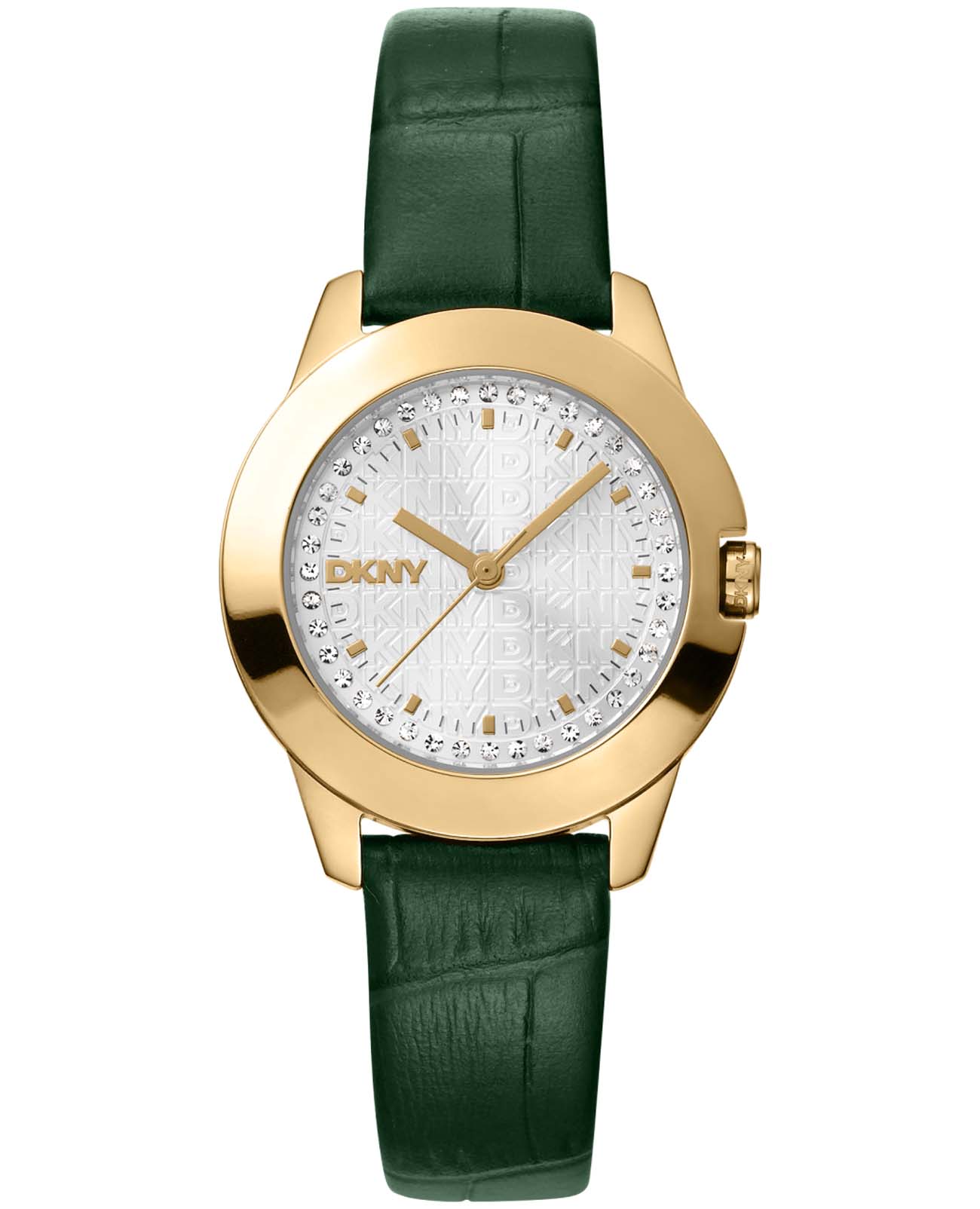 DKNY DKNY Park Ave Logo DK1L021L0025  DK1L021L0025 кварцевые женские часы серебристый циферблат, браслет кожаный — вид спереди