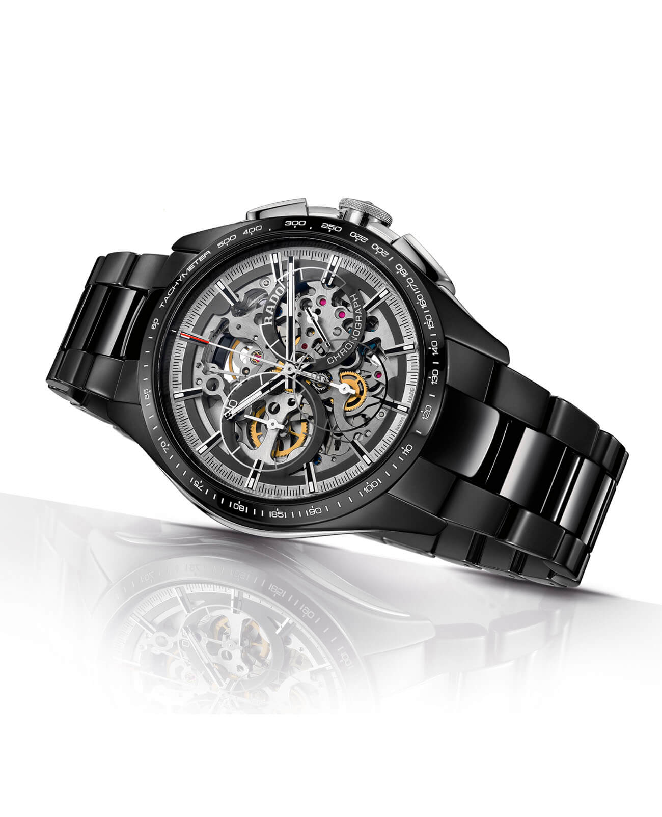 Rado Rado Hyperchrome Skeleton Automatic Chronograph Limited Edition R32249152, hyperchrome швейцария мужские часы на браслете высокотехнологичная керамика боковой вид