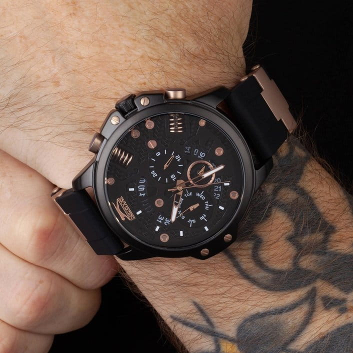 Slazenger Slazenger SL.09.2212.2.03,  англия мужские часы на браслете суперметалл с ip покрытием + силикон боковой вид