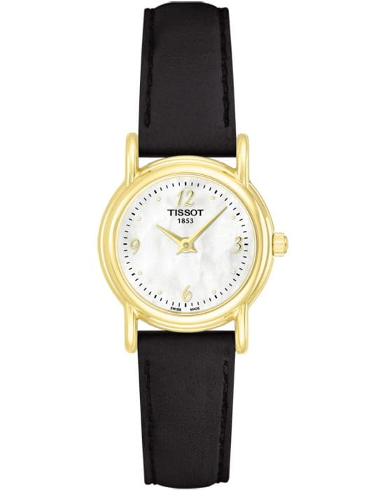Tissot Tissot Carson 18K Gold T71.3.180.74 Carson T71318074 кварцевые женские часы белый циферблат, браслет кожаный — вид спереди