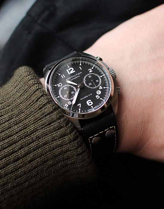 Hamilton Hamilton Khaki Aviation Pilot Pioneer Chrono H76512733 швейцария наручные мужские часы заводная головка с логотипом Hamilton