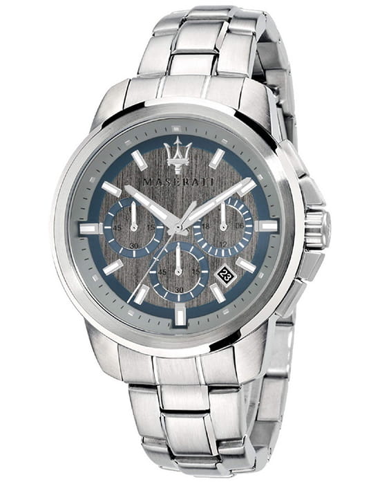 Maserati Maserati Successo R8873621006  R8873621006 кварцевые мужские часы серый циферблат, браслет сталь c pvd покрытием — вид спереди