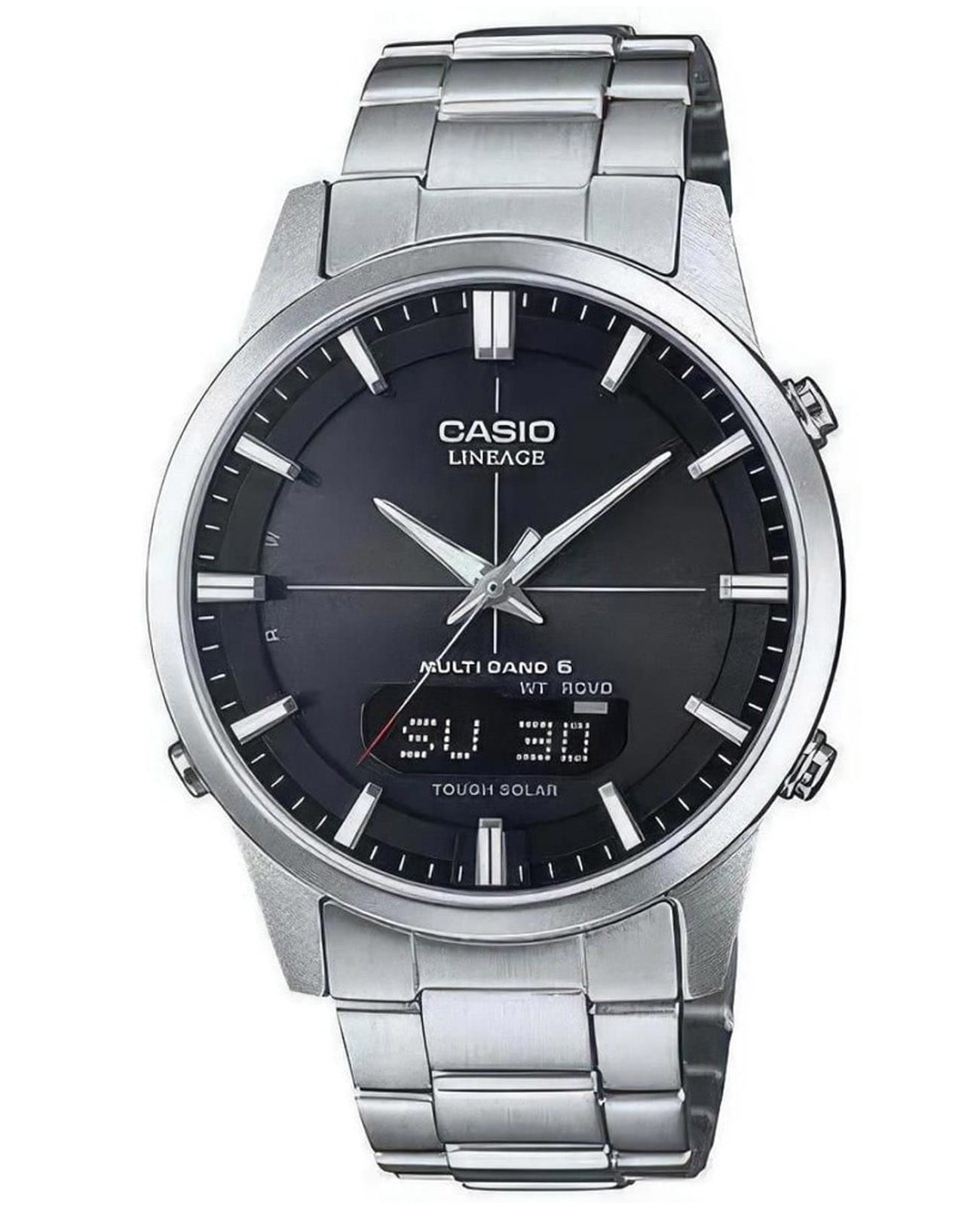 Casio Casio Radio Controlled LCW-M170D-1AER  LCW-M170D-1AER кварцевые мужские часы черный циферблат, браслет нержавеющая сталь — вид спереди