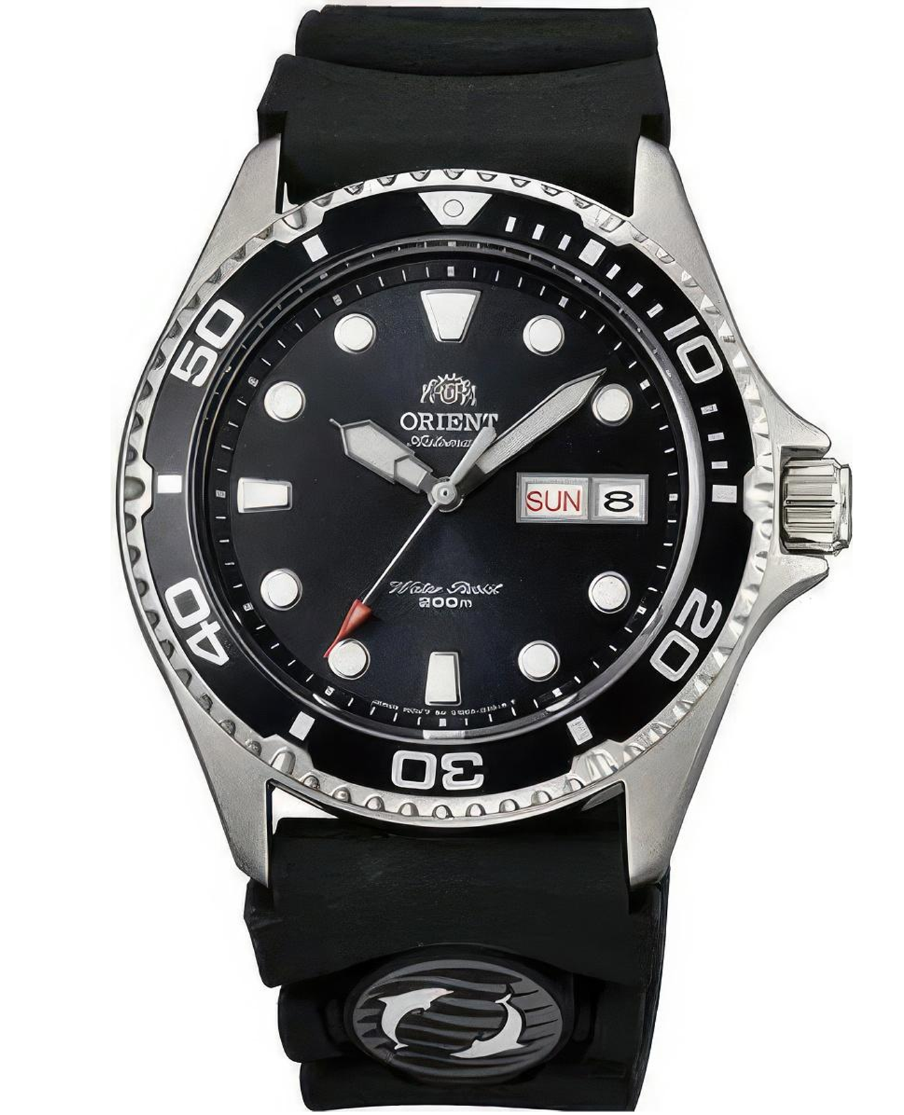 Orient Orient Diving Sports Automatic AA02007B  AA02007B механические мужские часы черный циферблат, браслет каучук — вид спереди