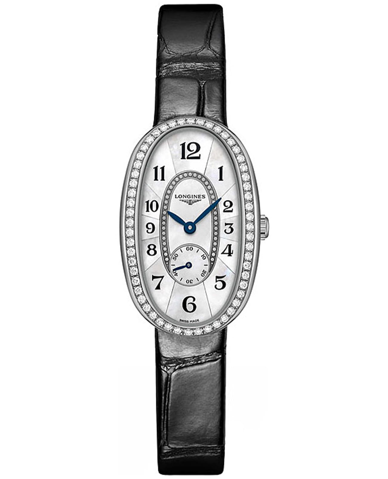 Longines Longines Symphonette L2.306.0.83.0  L23060830 кварцевые женские часы перламутровый циферблат, браслет кожаный — вид спереди