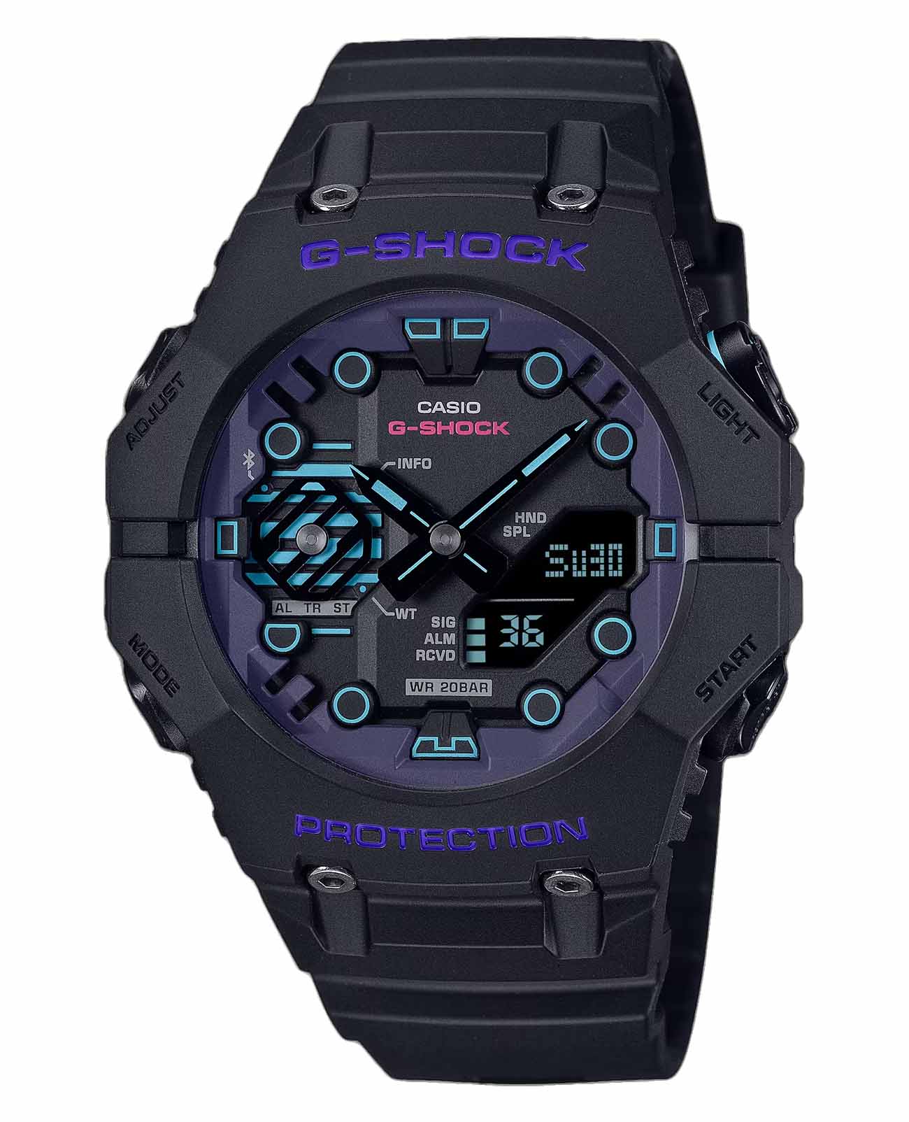 Casio Casio G-Shock GA-B001CBR-1ADR GA GA-B001CBR-1A электронные мужские часы черный циферблат, браслет пластик — вид спереди