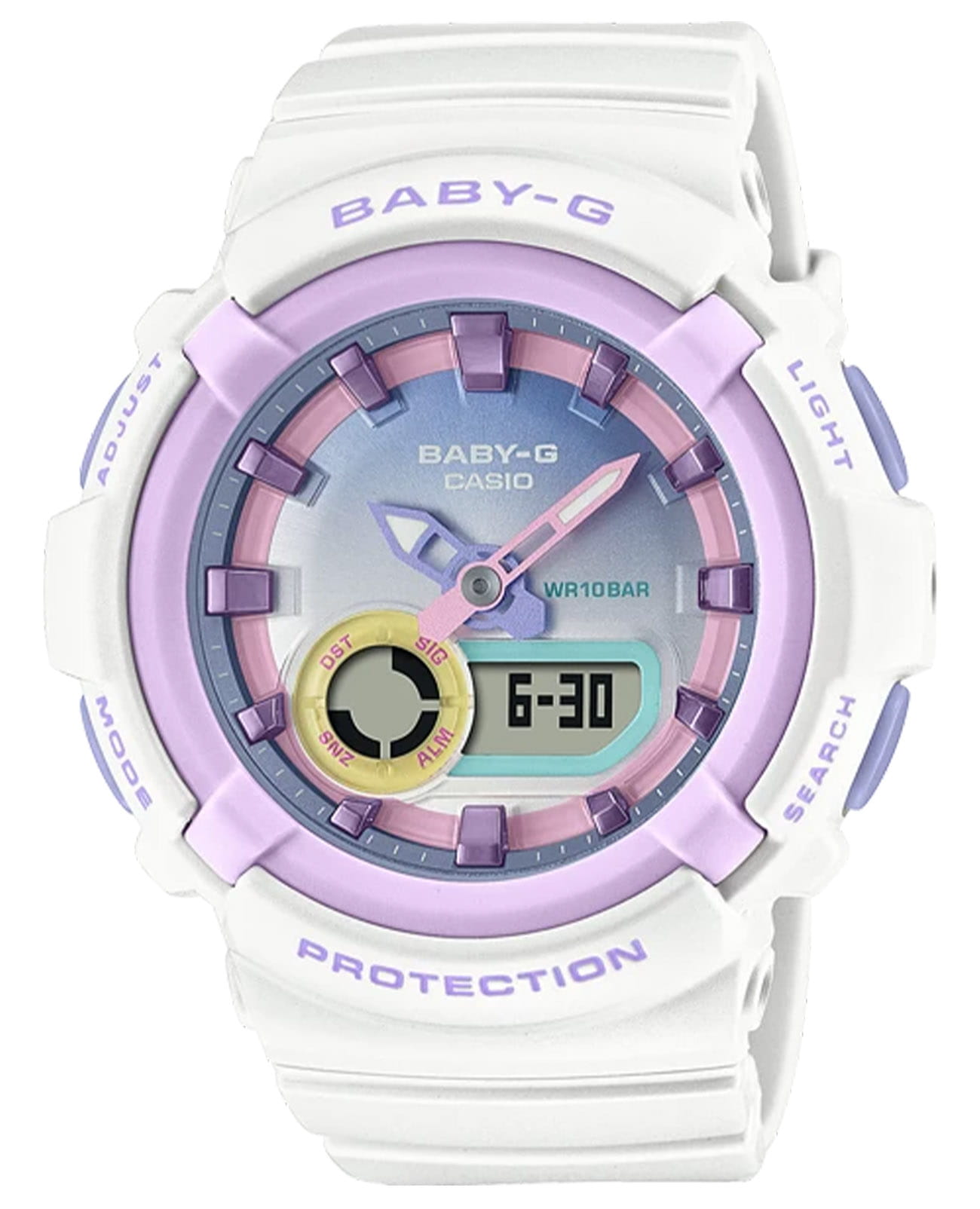 Casio Casio Baby-G BGA-280PM-7A  BGA-280PM-7A кварцевые женские часы розовый циферблат, браслет пластик — вид спереди