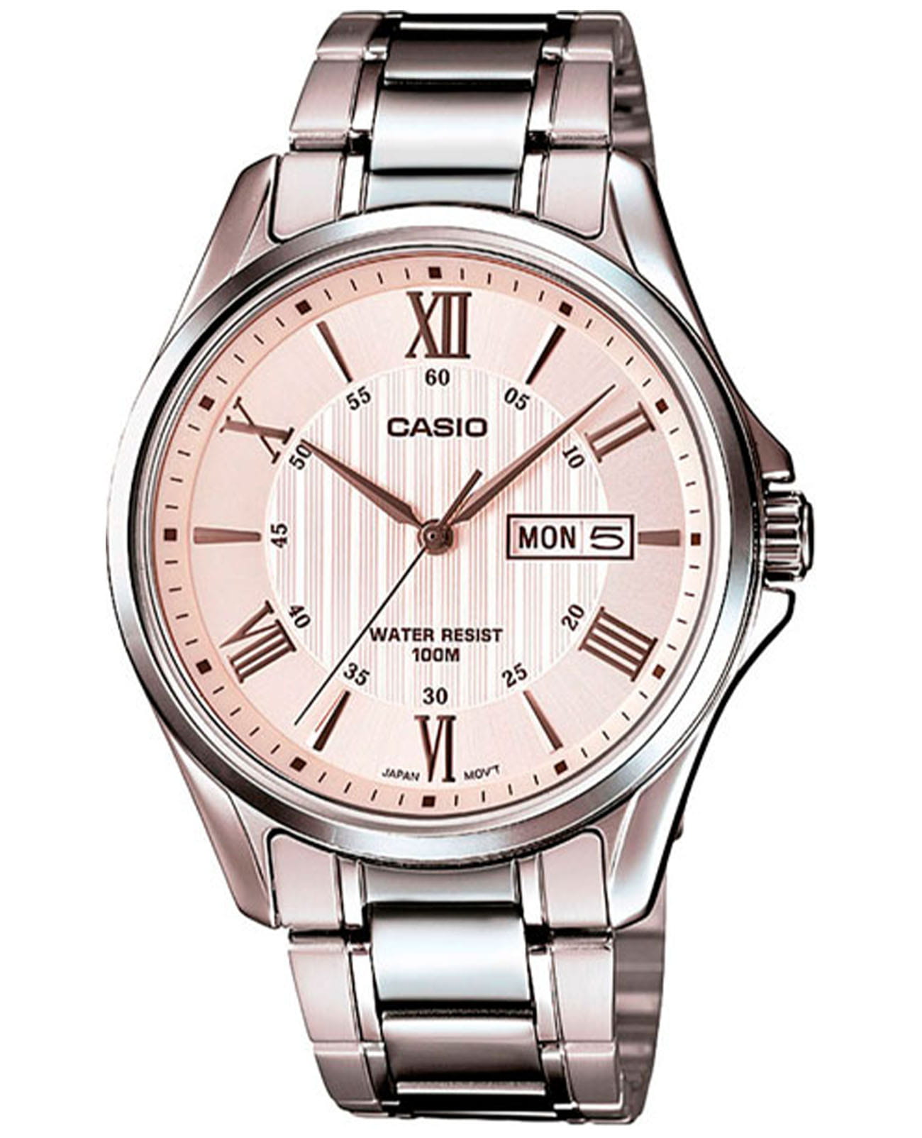 Casio Casio Collection MTP-1384D-7AVDF (MTP-1384D-7A)  MTP-1384D-7A кварцевые мужские часы серебристый циферблат, браслет нержавеющая сталь — вид спереди