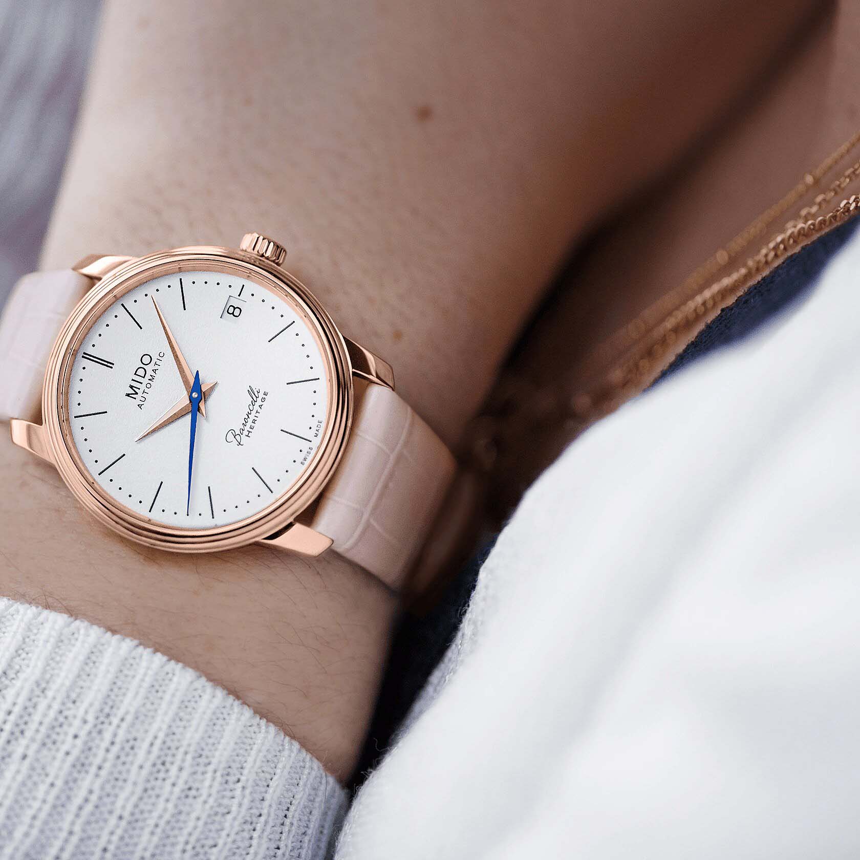 Mido Mido Baroncelli Heritage Lady M027.207.36.010.00 женские часы белый циферблат на запястье