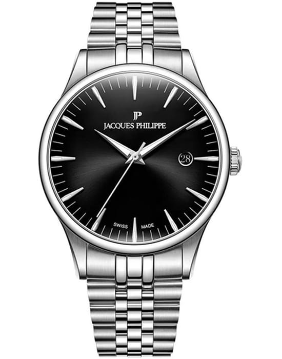 Jacques Philippe Jacques Philippe Planum JPQGS661316  JPQGS661316 кварцевые мужские часы черный циферблат, браслет нержавеющая сталь 316l — вид спереди
